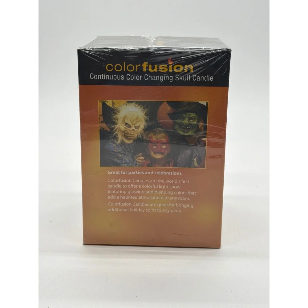 Colorfusion Continuous Color Changing Skull Candle Halloween Decor NIB 2006